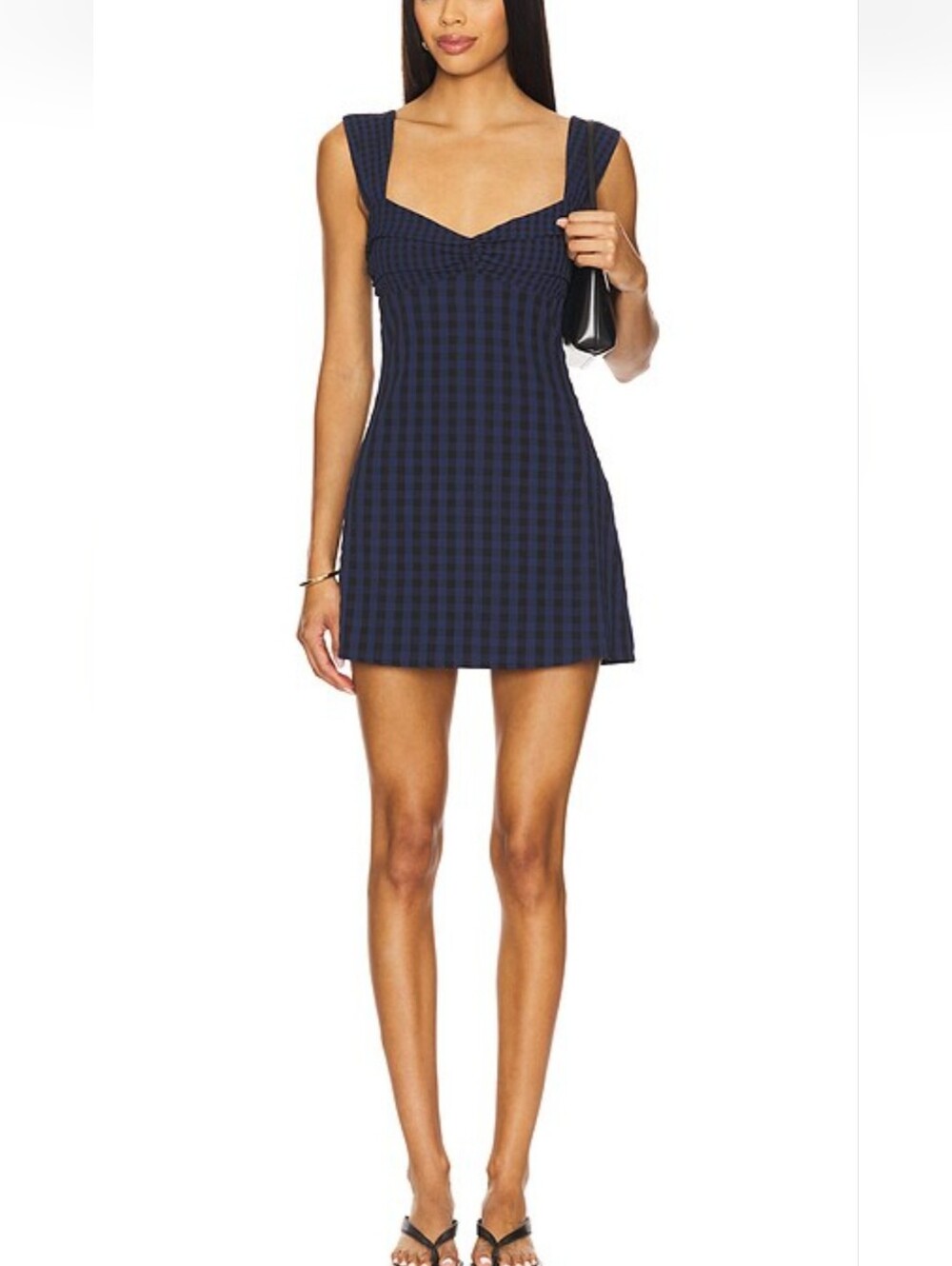 For Love & Lemons Navy Gingham Sweetheart Mini Dress size XL new with tags